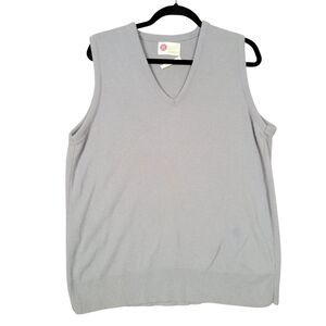 Vintage SEARS KINGS ROAD Gray Orlon Sleeveless Sweater Vest SIZE LARGE TALL